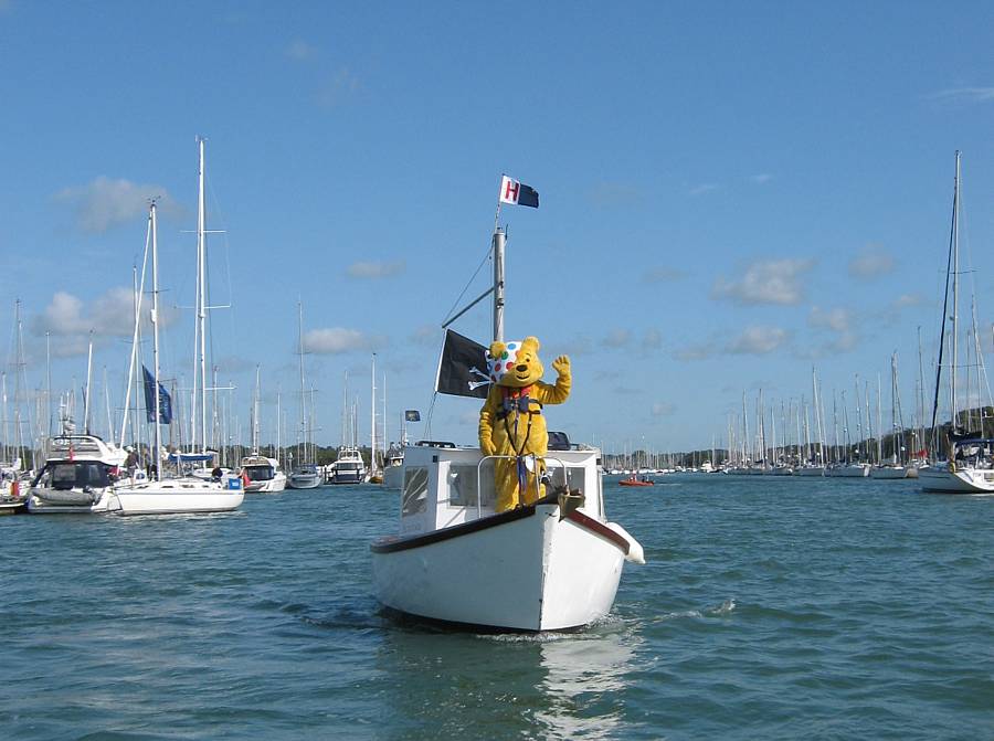 Pudsey afloat on club launch Retriever